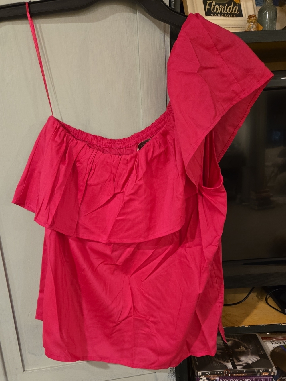 LOFT One-Shoulder Ruffle Camisole - Hot Pink - Picture 4 of 4